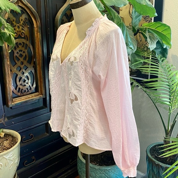 Free People Sivan lilac clouds pink peasant top - Picture 8 of 16